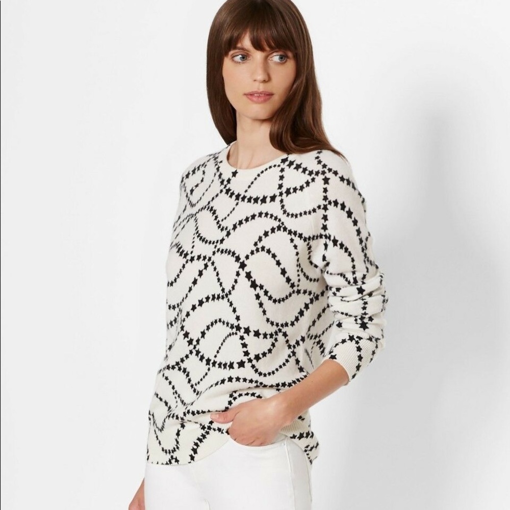 NWT Equipment Sloane Star Print Cashmere Sweater Sz L